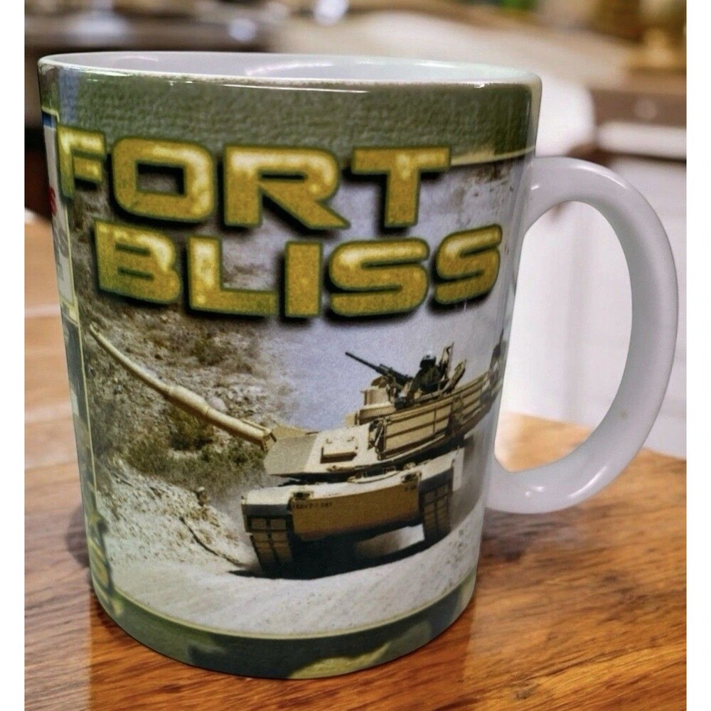 Fort Bliss TX Ceramic Mug – USA Tank Division Souvenir, Army US Army